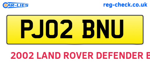 PJ02BNU are the vehicle registration plates.