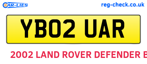 YB02UAR are the vehicle registration plates.