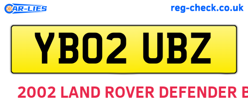 YB02UBZ are the vehicle registration plates.