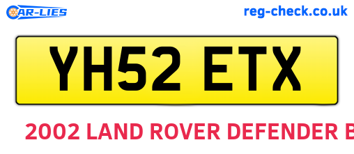 YH52ETX are the vehicle registration plates.