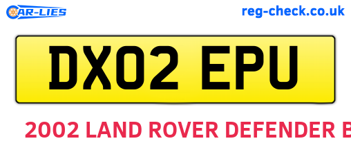 DX02EPU are the vehicle registration plates.