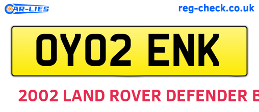 OY02ENK are the vehicle registration plates.