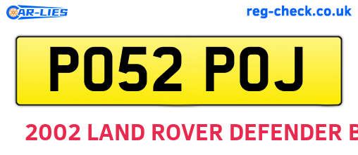 PO52POJ are the vehicle registration plates.