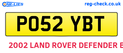 PO52YBT are the vehicle registration plates.