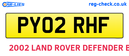 PY02RHF are the vehicle registration plates.