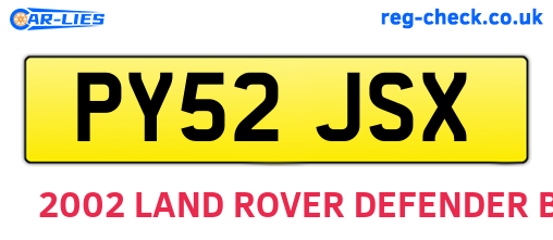 PY52JSX are the vehicle registration plates.