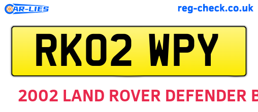 RK02WPY are the vehicle registration plates.