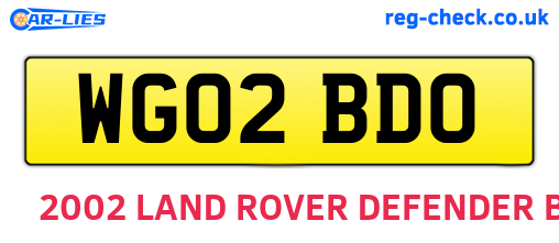 WG02BDO are the vehicle registration plates.
