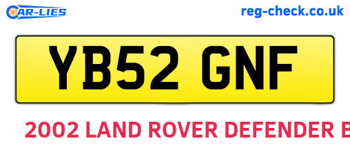 YB52GNF are the vehicle registration plates.