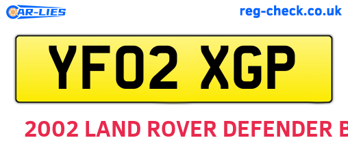 YF02XGP are the vehicle registration plates.