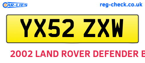 YX52ZXW are the vehicle registration plates.