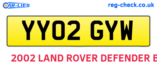 YY02GYW are the vehicle registration plates.