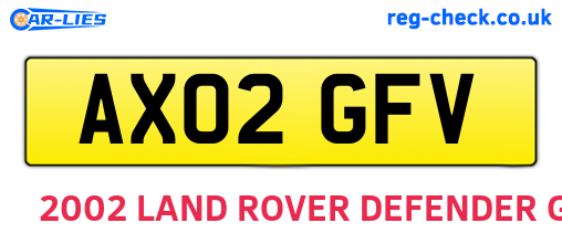 AX02GFV are the vehicle registration plates.