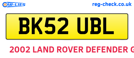BK52UBL are the vehicle registration plates.