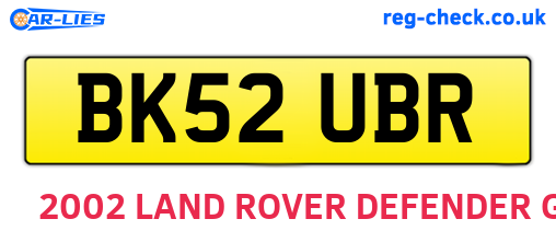 BK52UBR are the vehicle registration plates.