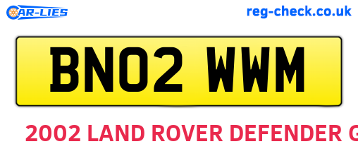 BN02WWM are the vehicle registration plates.