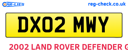 DX02MWY are the vehicle registration plates.