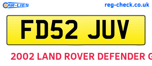 FD52JUV are the vehicle registration plates.