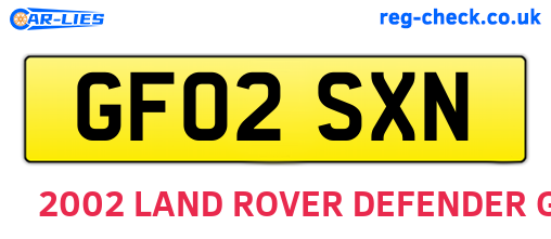 GF02SXN are the vehicle registration plates.