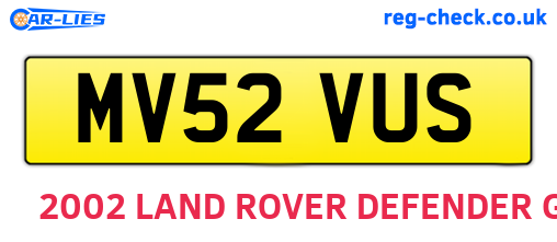 MV52VUS are the vehicle registration plates.