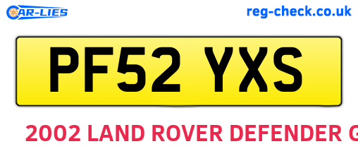PF52YXS are the vehicle registration plates.