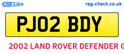 PJ02BDY are the vehicle registration plates.