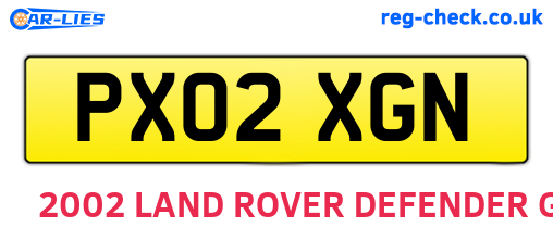 PX02XGN are the vehicle registration plates.