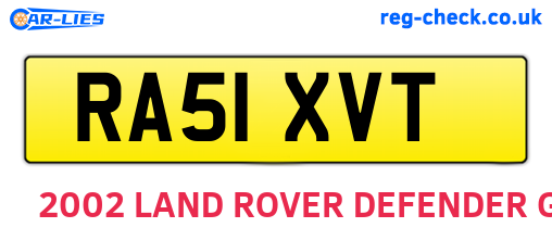 RA51XVT are the vehicle registration plates.