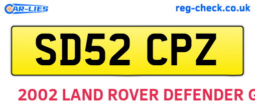SD52CPZ are the vehicle registration plates.