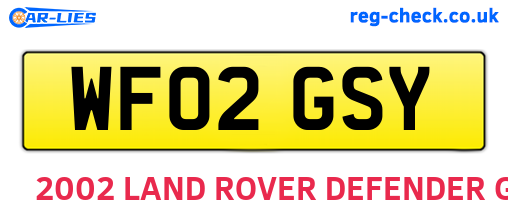 WF02GSY are the vehicle registration plates.