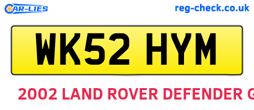 WK52HYM are the vehicle registration plates.