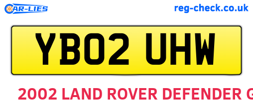 YB02UHW are the vehicle registration plates.