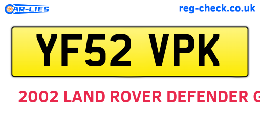 YF52VPK are the vehicle registration plates.