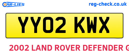 YY02KWX are the vehicle registration plates.