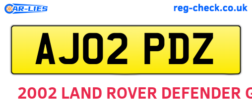 AJ02PDZ are the vehicle registration plates.