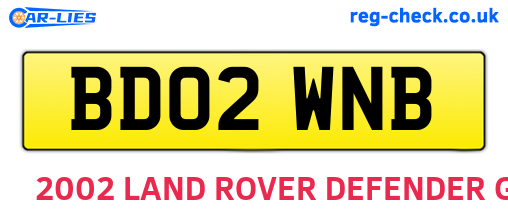 BD02WNB are the vehicle registration plates.