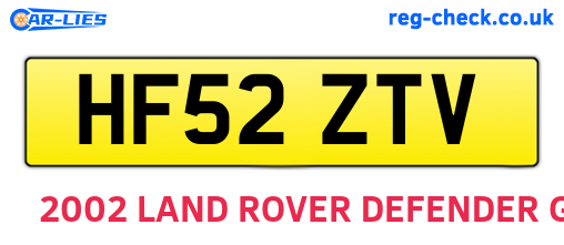 HF52ZTV are the vehicle registration plates.
