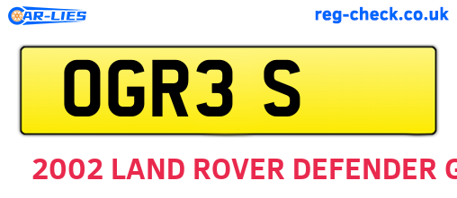 OGR3S are the vehicle registration plates.