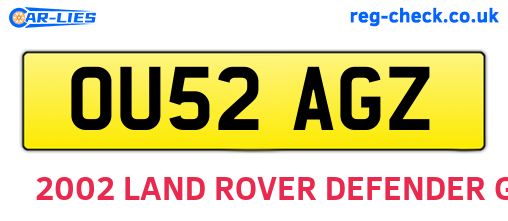 OU52AGZ are the vehicle registration plates.