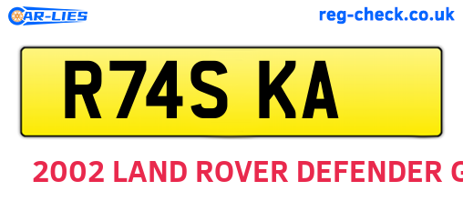R74SKA are the vehicle registration plates.