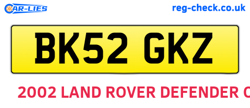 BK52GKZ are the vehicle registration plates.