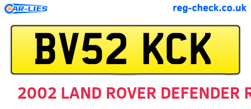 BV52KCK are the vehicle registration plates.