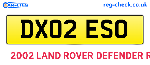 DX02ESO are the vehicle registration plates.