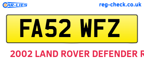 FA52WFZ are the vehicle registration plates.