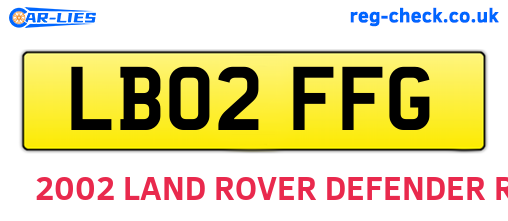 LB02FFG are the vehicle registration plates.