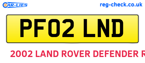 PF02LND are the vehicle registration plates.