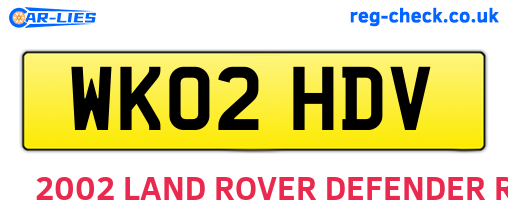 WK02HDV are the vehicle registration plates.