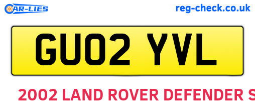 GU02YVL are the vehicle registration plates.