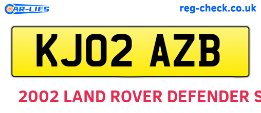 KJ02AZB are the vehicle registration plates.