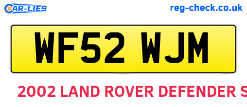 WF52WJM are the vehicle registration plates.